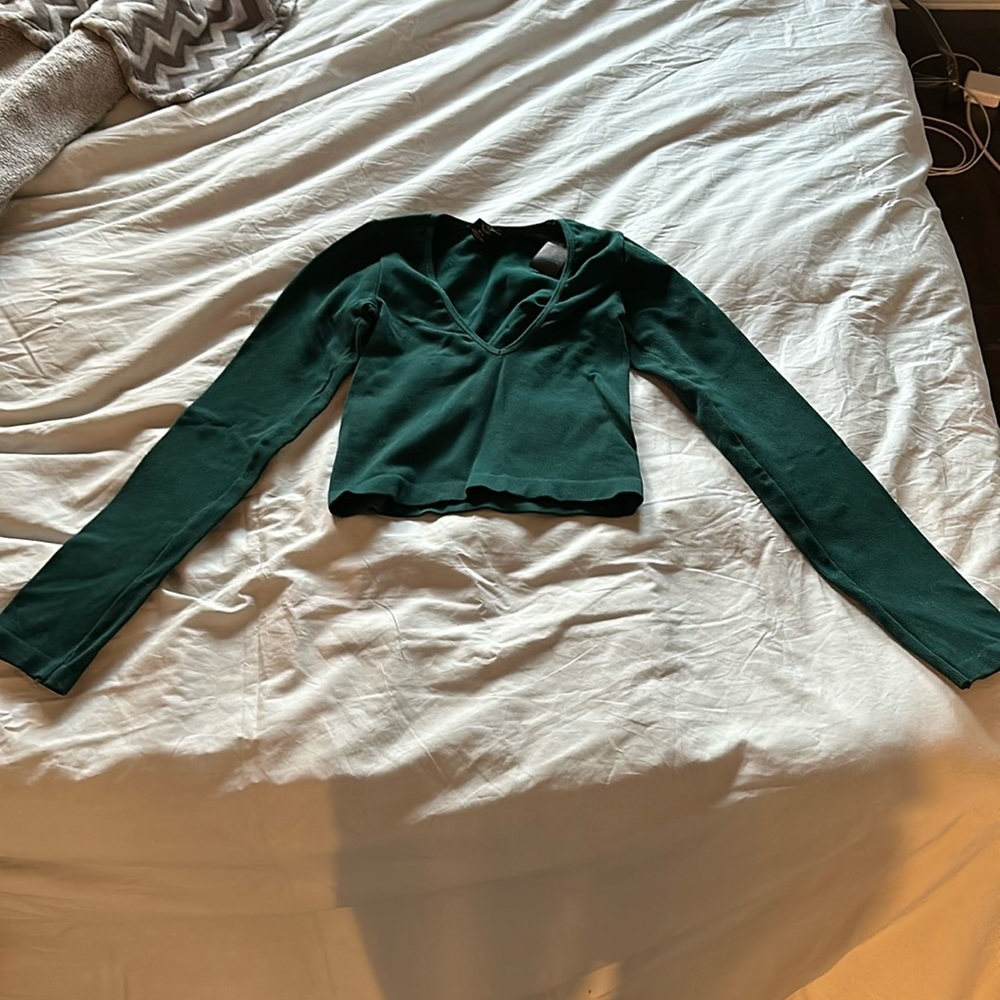 Urban Outfitters Crop Long Sleeved Green Top XS